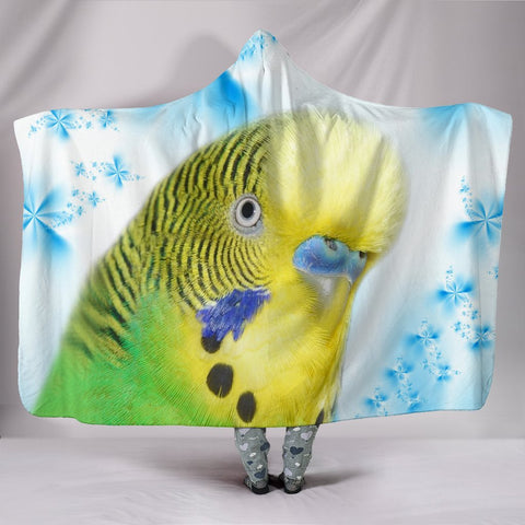 Budgerigar Parrot Print Hooded Blanket-Free Shipping