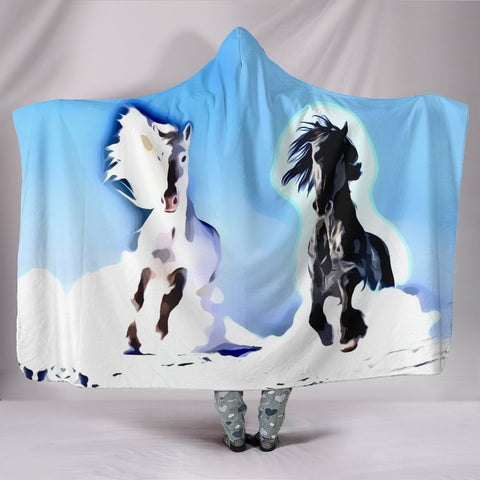 Andalusian horse Print Hooded Blanket-Free Shipping