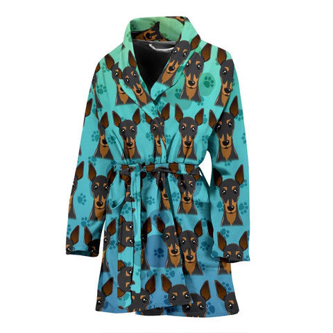 Miniature Pinscher Dog Pattern Print Women's Bath Robe-Free Shipping