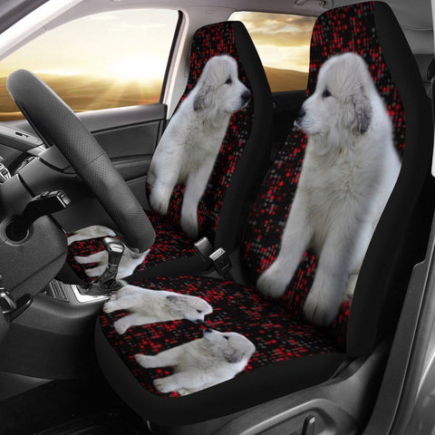 Great Pyrenees Dog With Red Dots Print Car Seat Coves-Free Shipping