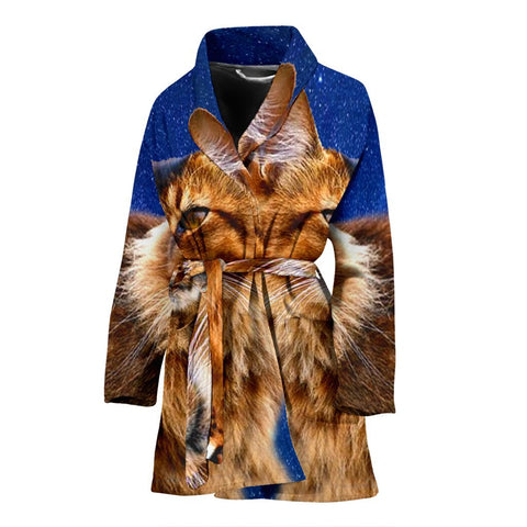 Lovely Somali Cat Print Women's Bath Robe-Free Shipping