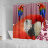Scarlet macaw Parrot Print Shower Curtain-Free Shipping