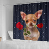 Chihuahua Dog With Rose Print Shower Curtain-Free Shipping