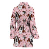 Basset Hound Dog In Lots Print Women's Bath Robe-Free Shipping