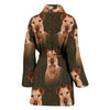 Irish Terrier Dog Print Women's Bath Robe-Free Shipping