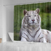 White Bengal Tiger Print Shower Curtains-Free Shipping