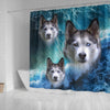 Siberian Husky On Ocean Print Shower Curtains-Free Shipping