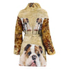 Bulldog Print Women's Bath Robe-Free Shipping