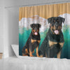 Cute Rottweiler Print Shower Curtains-Free Shipping