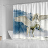 Unicorn In Snowfall Print Shower Curtain-Free Shipping