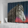 Amazing Friesian horse Print Shower Curtain-Free Shipping