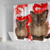 Burmese Cat On Red Print Shower Curtains-Free Shipping