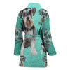 Miniature Schnauzer Dog Art Print Women's Bath Robe-Free Shipping