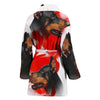 Dobermann On White Print Women's Bath Robe-Free Shipping