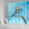 Blue Budgie Parrot (Common Parakeet) Print Shower Curtains-Free Shipping