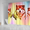 Colorful Akita Dog Print Shower Curtain-Free Shipping
