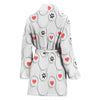 Paw With Heart Print Women's Bath Robe-Free Shipping