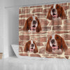 Irish Red And White Setter Print Shower Curtain-Free Shiping