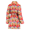 Poodle Dog Heart Pattern Print Women's Bath Robe-Free Shipping