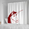 Red&White Unicorn Print Shower Curtain-Free Shipping