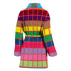 Multicolor Square Print Women's Bath Robe-Free Shipping