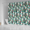 Old English Sheepdog Floral Print Shower Curtains-Free Shipping