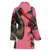 Black Stork Bird Print Women's Bath Robe-Free Shipping