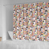 Japanese Chin Dog Floral Print Shower Curtains-Free Shipping