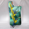 Blue And Yellow Macaw Parrot Print Hooded Blanket-Free Shipping