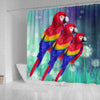 Scarlet Macaw Parrot Print Shower Curtains-Free Shipping
