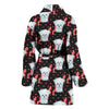 Maltese Dog Heart Pattern Print Women's Bath Robe-Free Shipping