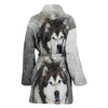 Siberian Husky Print Women's Bath Robe-Free Shipping