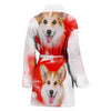 Pembroke Welsh Corgi Print Women's Bath Robe-Free Shipping