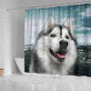 Cute Siberian Husky Print Shower Curtains-Free Shipping