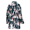 Border Collie Dog In Lots Print Women's Bath Robe-Free Shipping