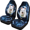 West Highland White Terrier On Blue Print Car Seat Covers- Free Shipping