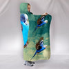 Blue Budgie Parrot Print Hooded Blanket-Free Shipping