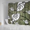 White Fish Print Shower Curtain-Free Shipping