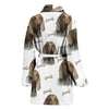 Weimaraner Dog Patterns Print Women's Bath Robe-Free Shipping