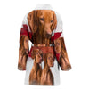 Vizsla On White Print Women's Bath Robe-Free Shipping