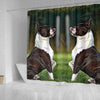 Boston Terrier Dog Paint Art Print Shower Curtains-Free Shipping