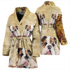 Bulldog Print Women's Bath Robe-Free Shipping