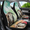 English Longhorn Cattle (Cow) Painted Art Print Car Seat Covers-Free Shipping