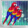 Scarlet Macaw Parrot Print Shower Curtains-Free Shipping