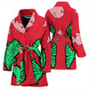 Fish Print On Red Women's Bath Robe-Free Shipping