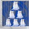 White Persian Cat Print Shower Curtains-Free Shipping