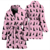 Black Labrador On Pink Print Women's Bath Robe-Free Shipping