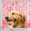 Golden Retriever On Pink Print Shower Curtains-Free Shipping