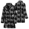 Australian Terrier Dog Black Pattern Print Women's Bath Robe-Free Shipping