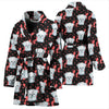 Maltese Dog Heart Pattern Print Women's Bath Robe-Free Shipping